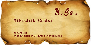 Mikschik Csaba névjegykártya